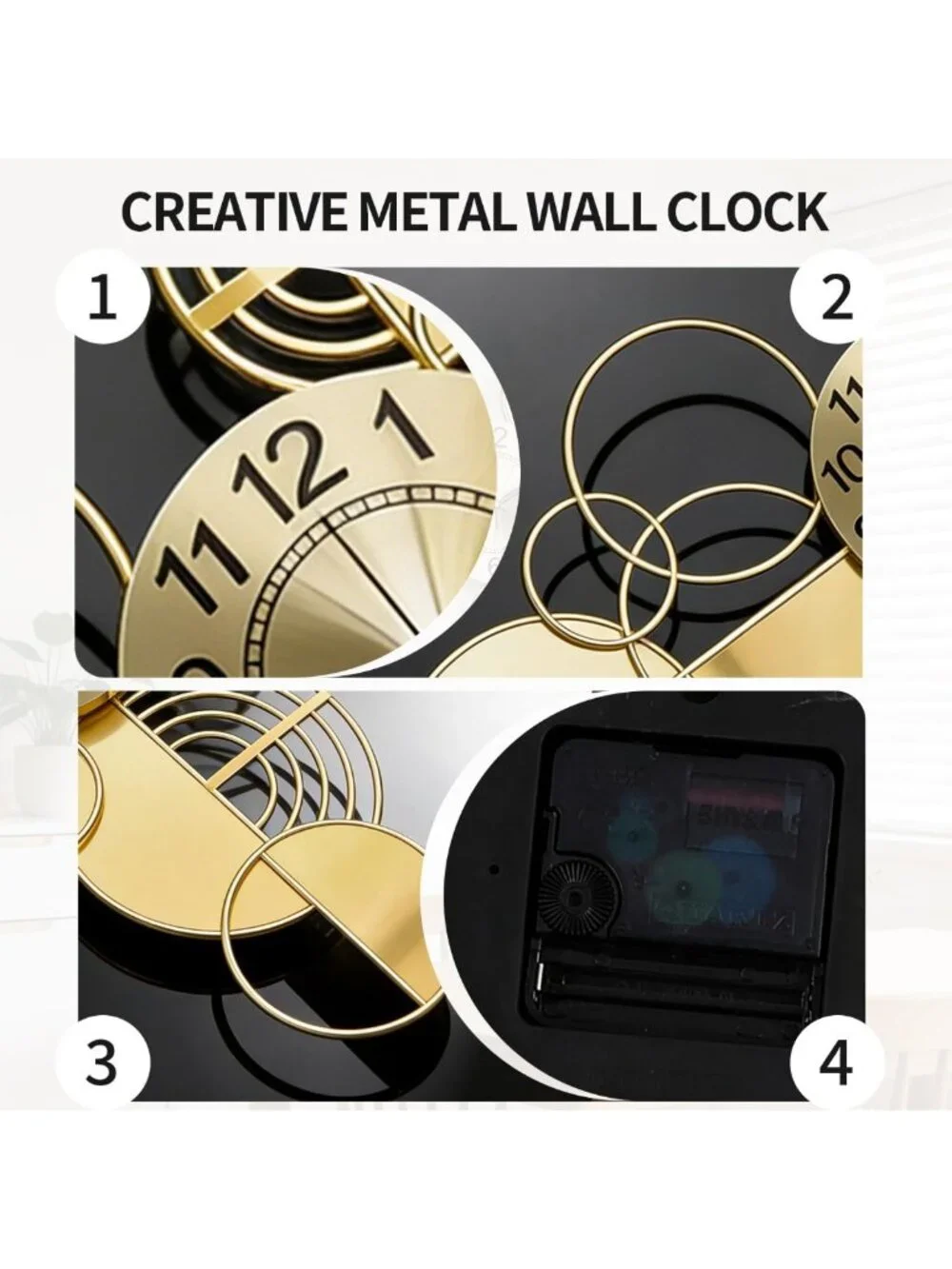 Oversized 3D Metal Wall Clock - Silent Non-Ticking Decorative Art for Home